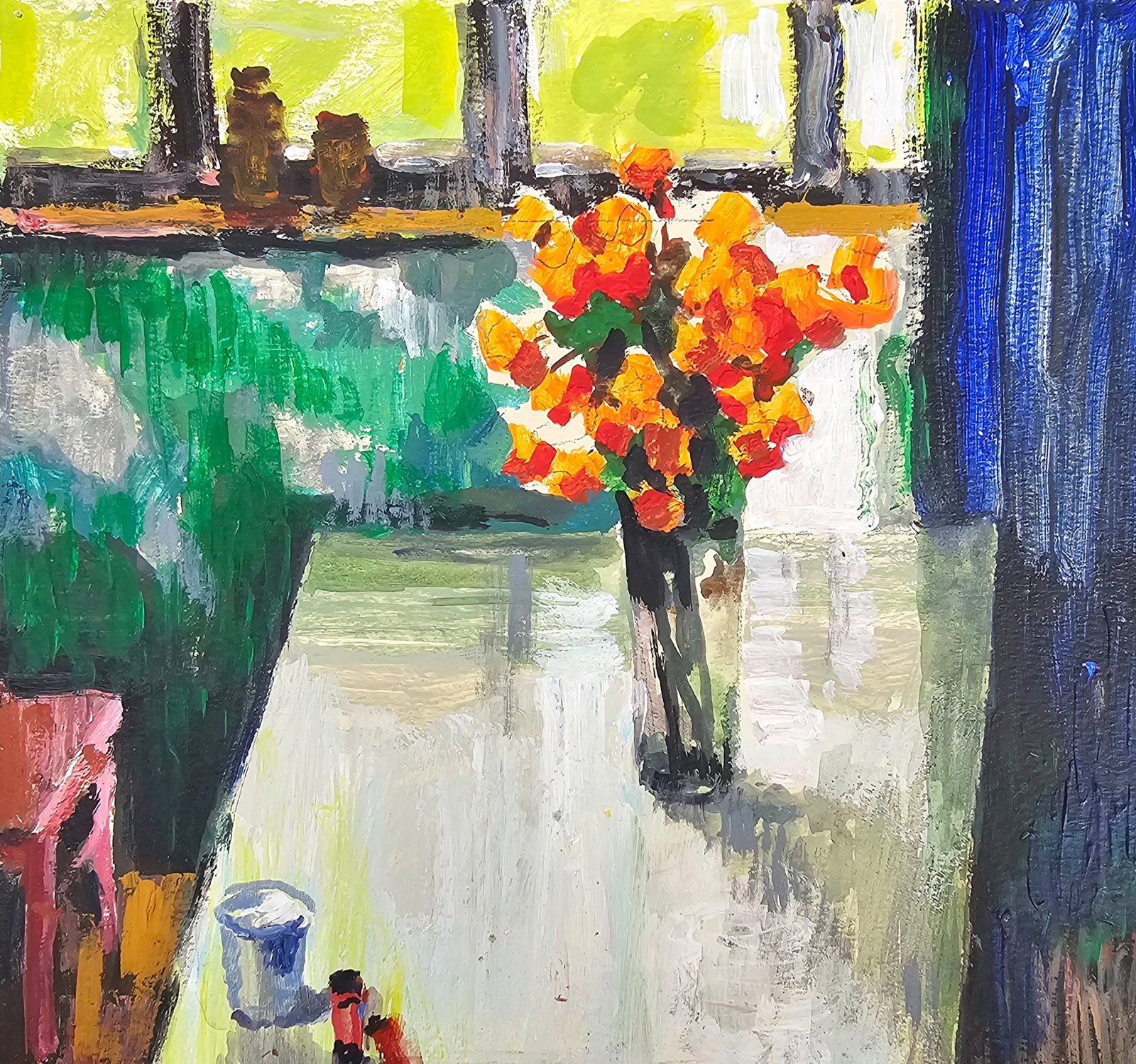 Acrylic painting Still life with marigolds Vyacheslav Petrovich Babac - 3