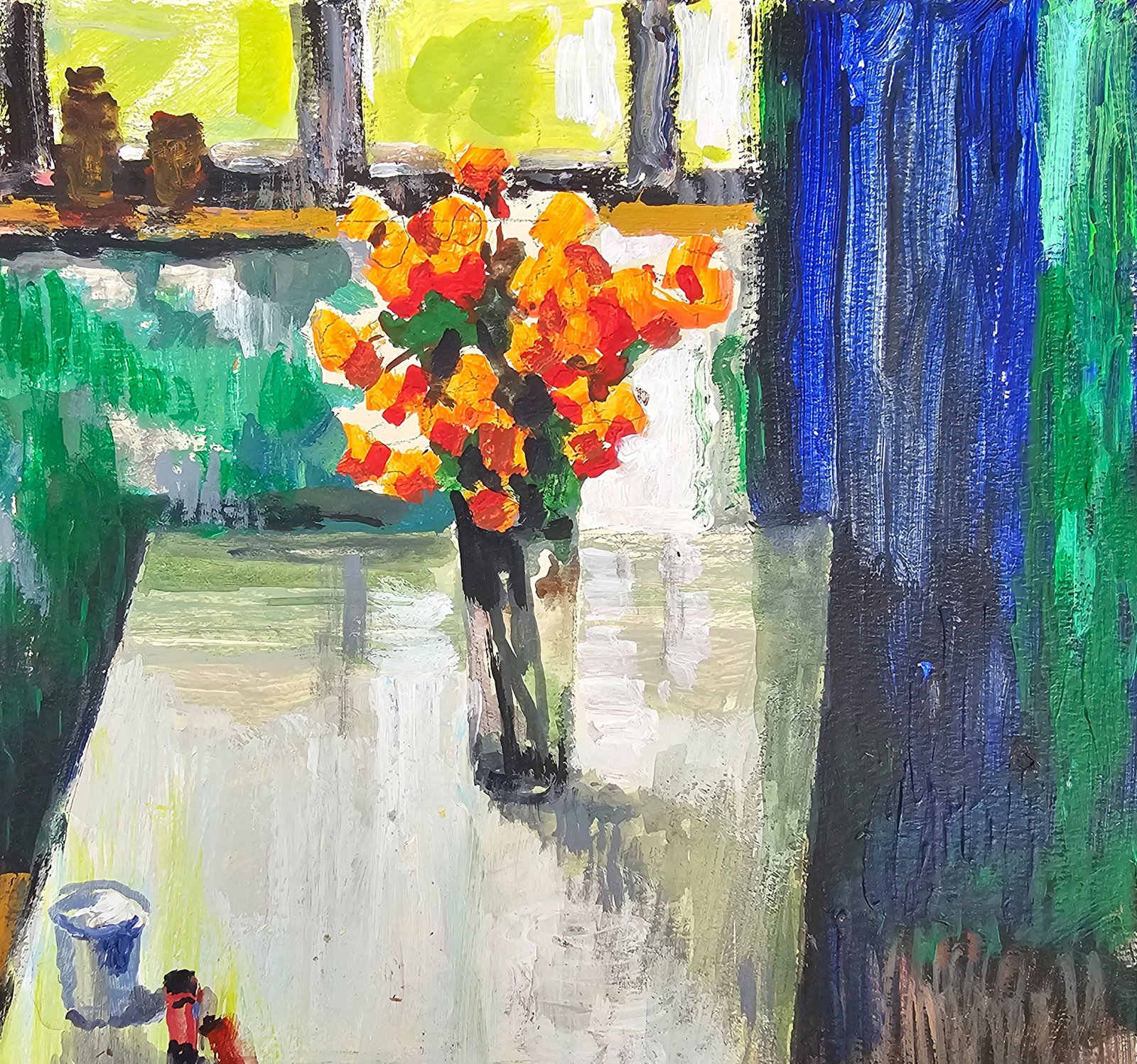 Acrylic painting Still life with marigolds Vyacheslav Petrovich Babac - 4