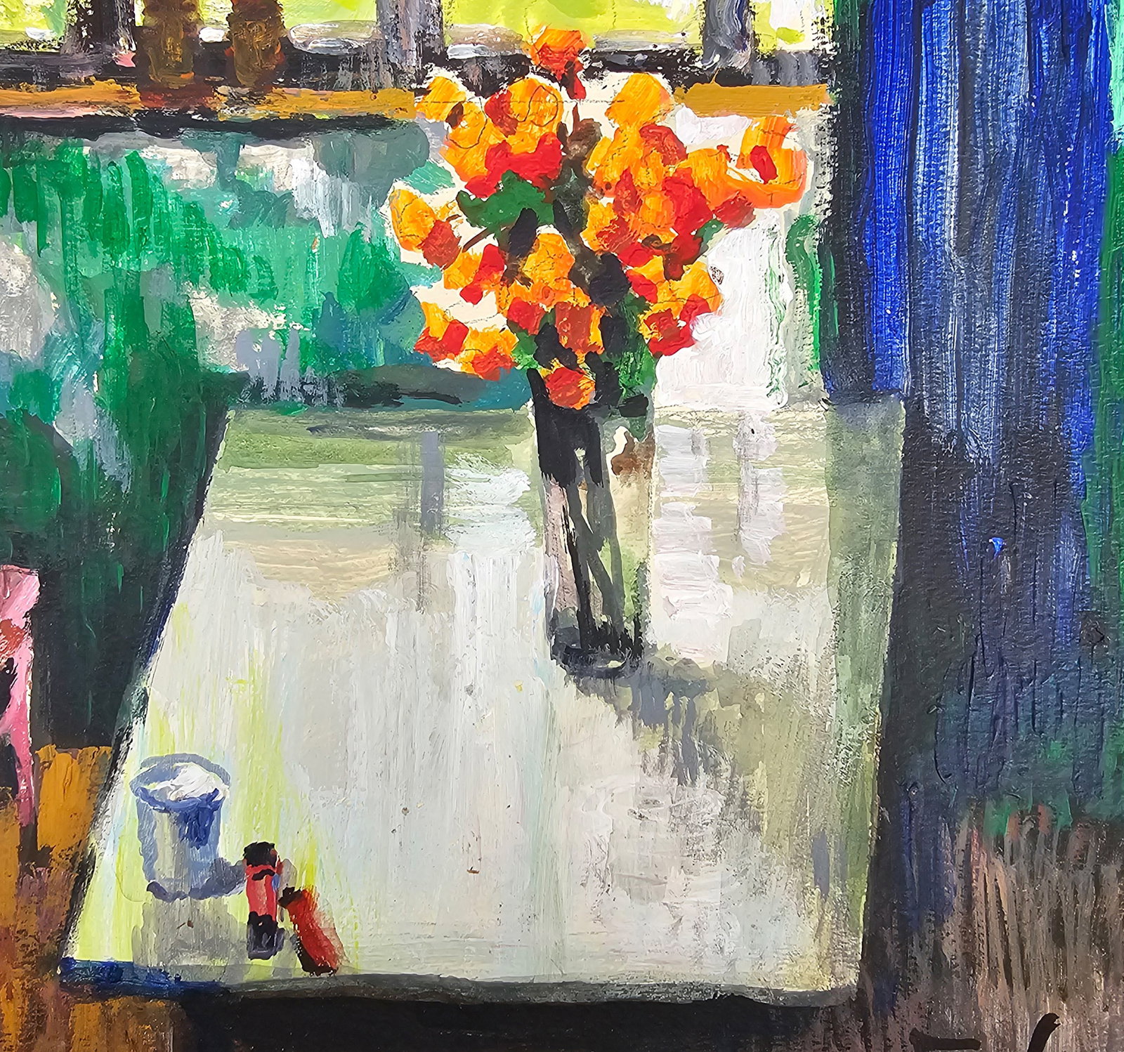 Acrylic painting Still life with marigolds Vyacheslav Petrovich Babac - 7