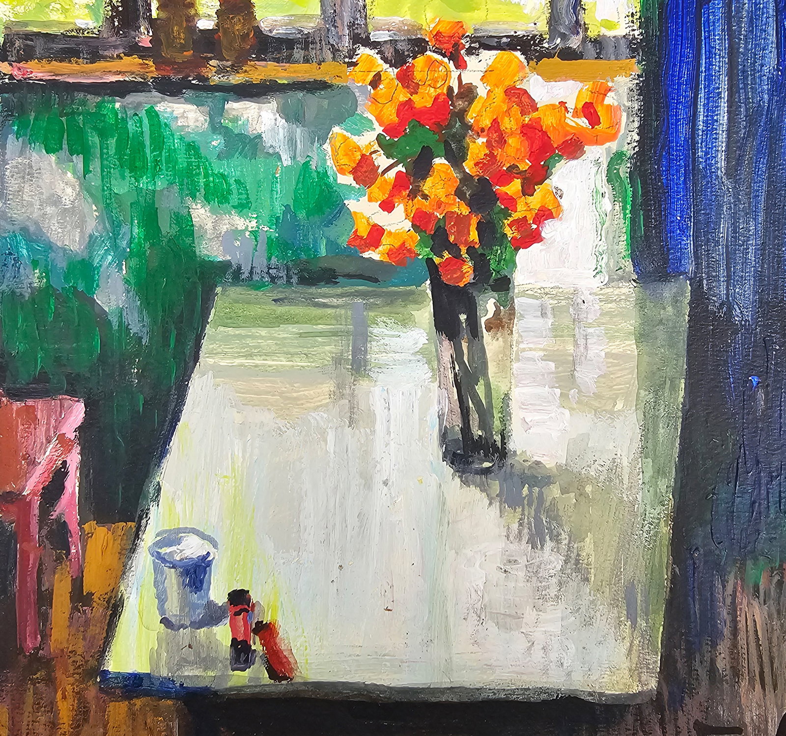 Acrylic painting Still life with marigolds Vyacheslav Petrovich Babac - 8