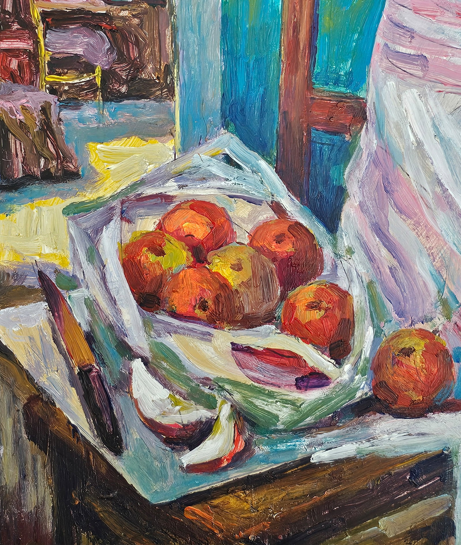Acrylic painting bought apples Vyacheslav Petrovich Babac - 5