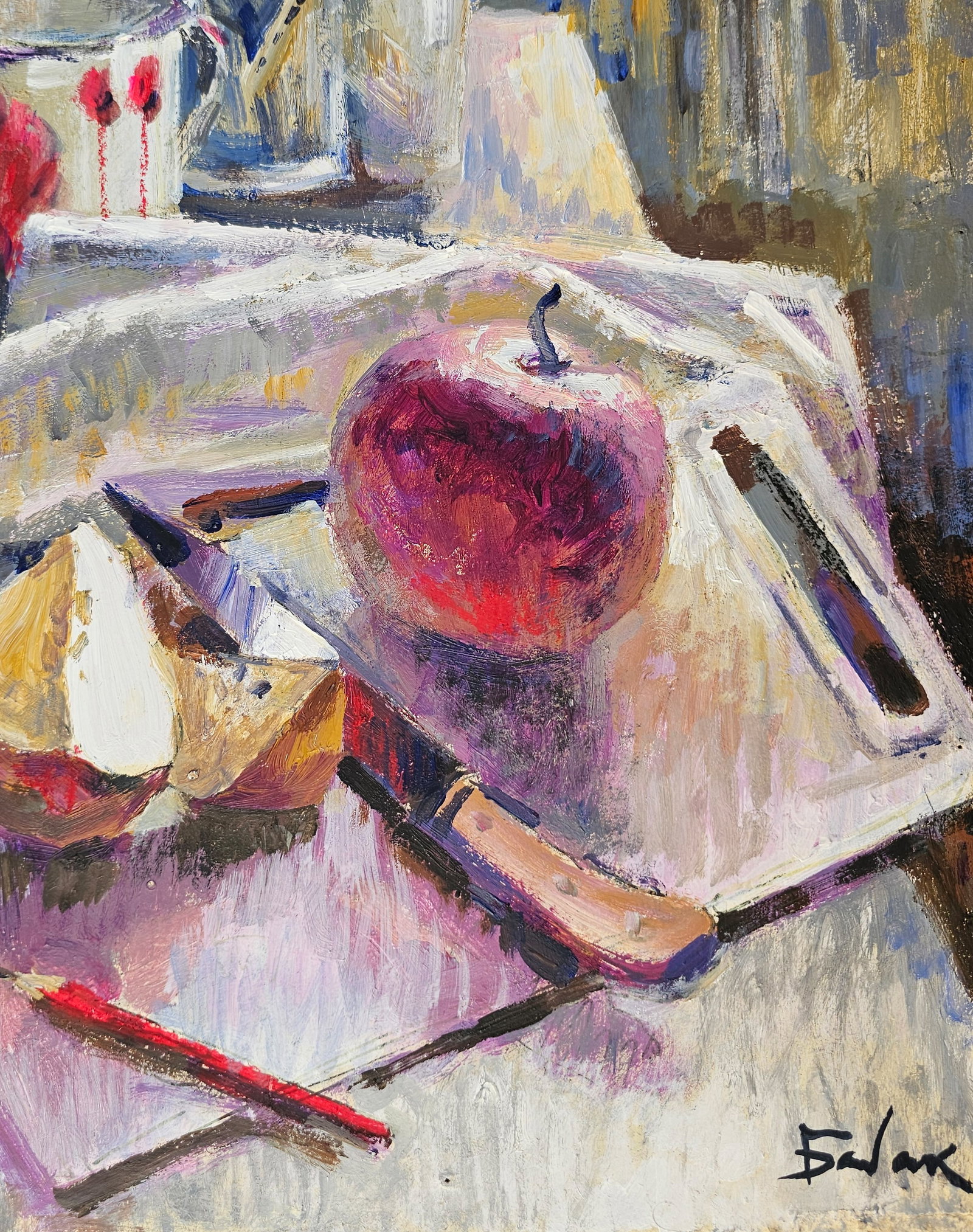 Acrylic painting red apple Vyacheslav Petrovich Babac - 6