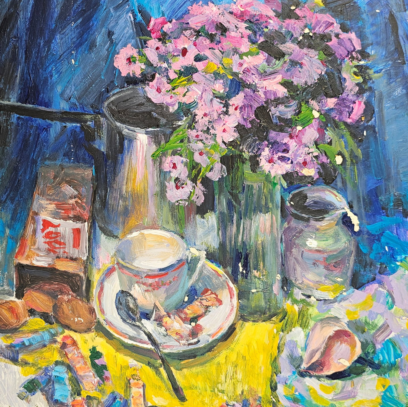 Acrylic painting we will drink coffee Vyacheslav Petrovich Babac - 7