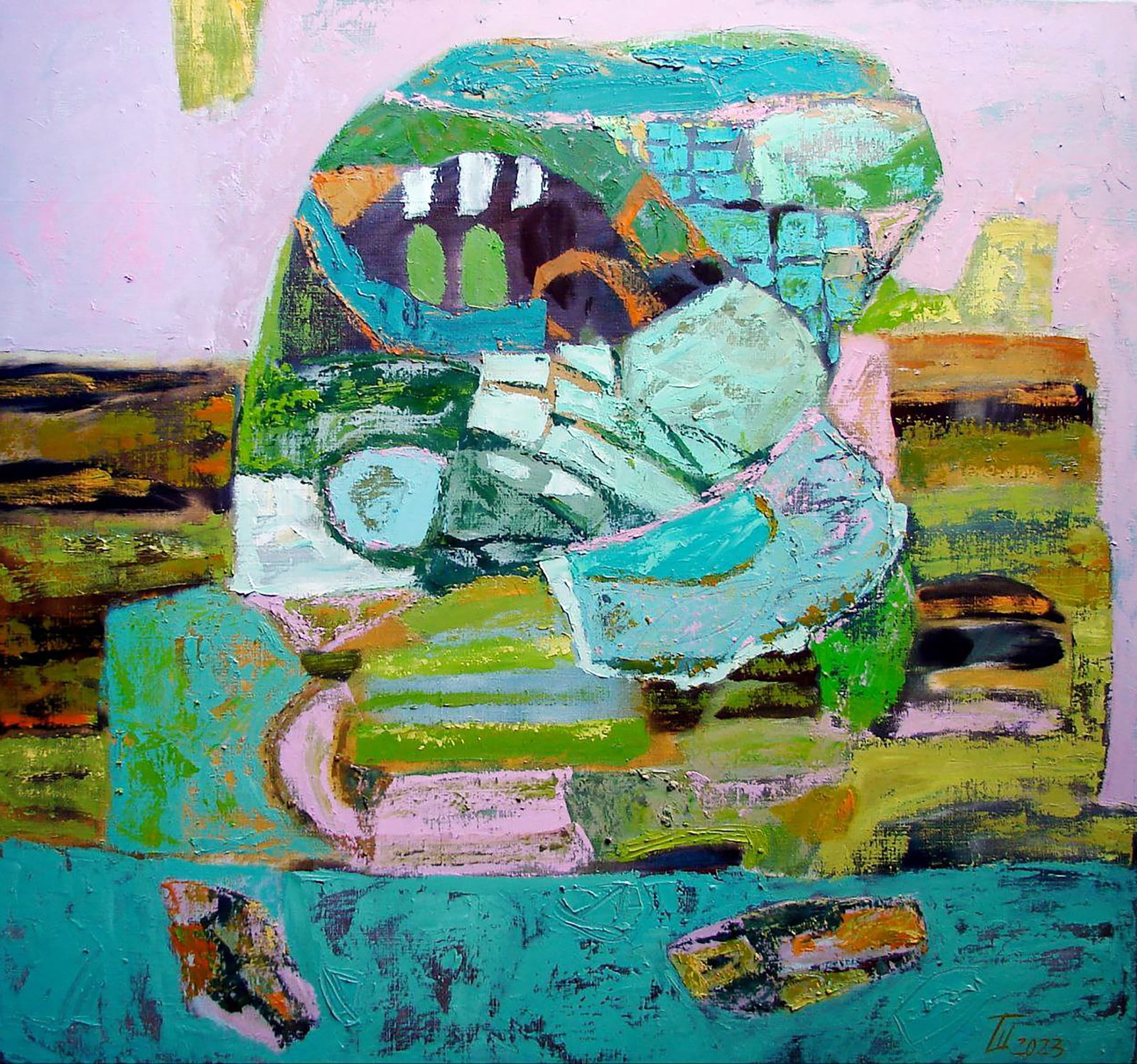 Oil painting Green Memory Tatyana Shulyak: Title: Oil painting Green Memory Tatyana Shulyak Description: 8SHUL Painter: Tatyana Shulyak Size: 70x75 cm/27.55x29.52 inches Components: oil, canvas Original painting CONDITION: excellent ARTIST: Ta