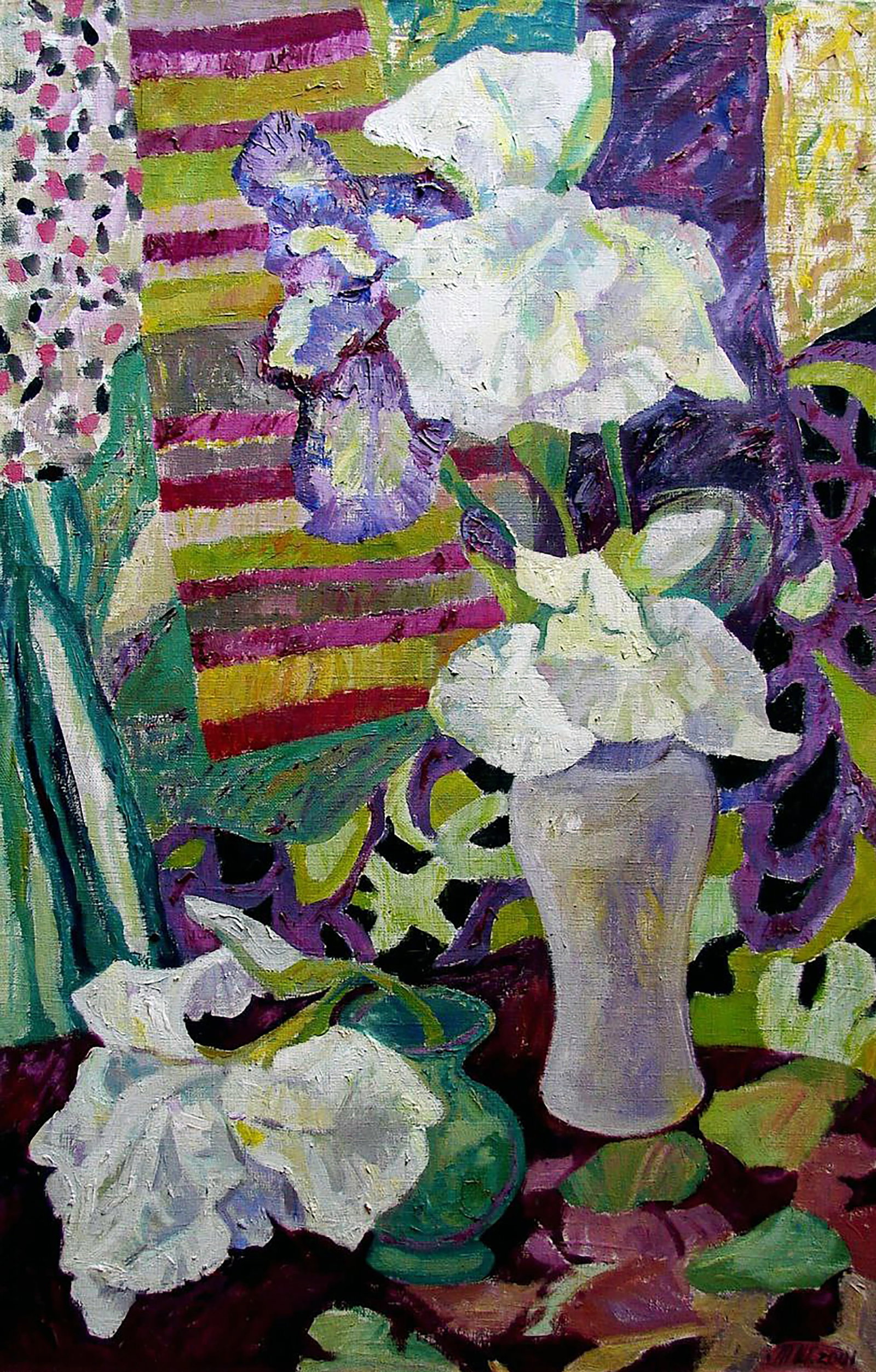 Oil painting Irises Tatyana Shulyak: Title: Oil painting Irises Tatyana Shulyak Description: 13SHUL Painter: Tatyana Shulyak Size: 70x50 cm/27.55x19.68 inches Components: oil, canvas Original painting CONDITION: excellent ARTIST: