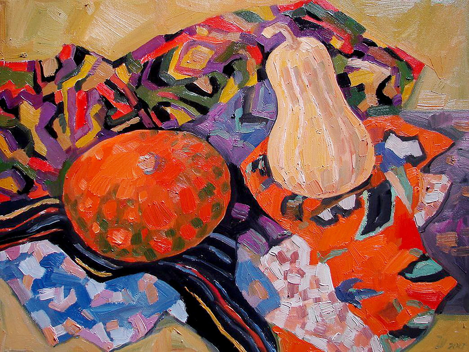 Oil painting Still life with Hokkaido pumpkin Tatyana Shulyak: Title: Oil painting Still life with Hokkaido pumpkin Tatyana Shulyak Description: 23SHUL Painter: Tatyana Shulyak Size: 45x60 cm/17.71x23.62 inches Components: oil, canvas Original painting