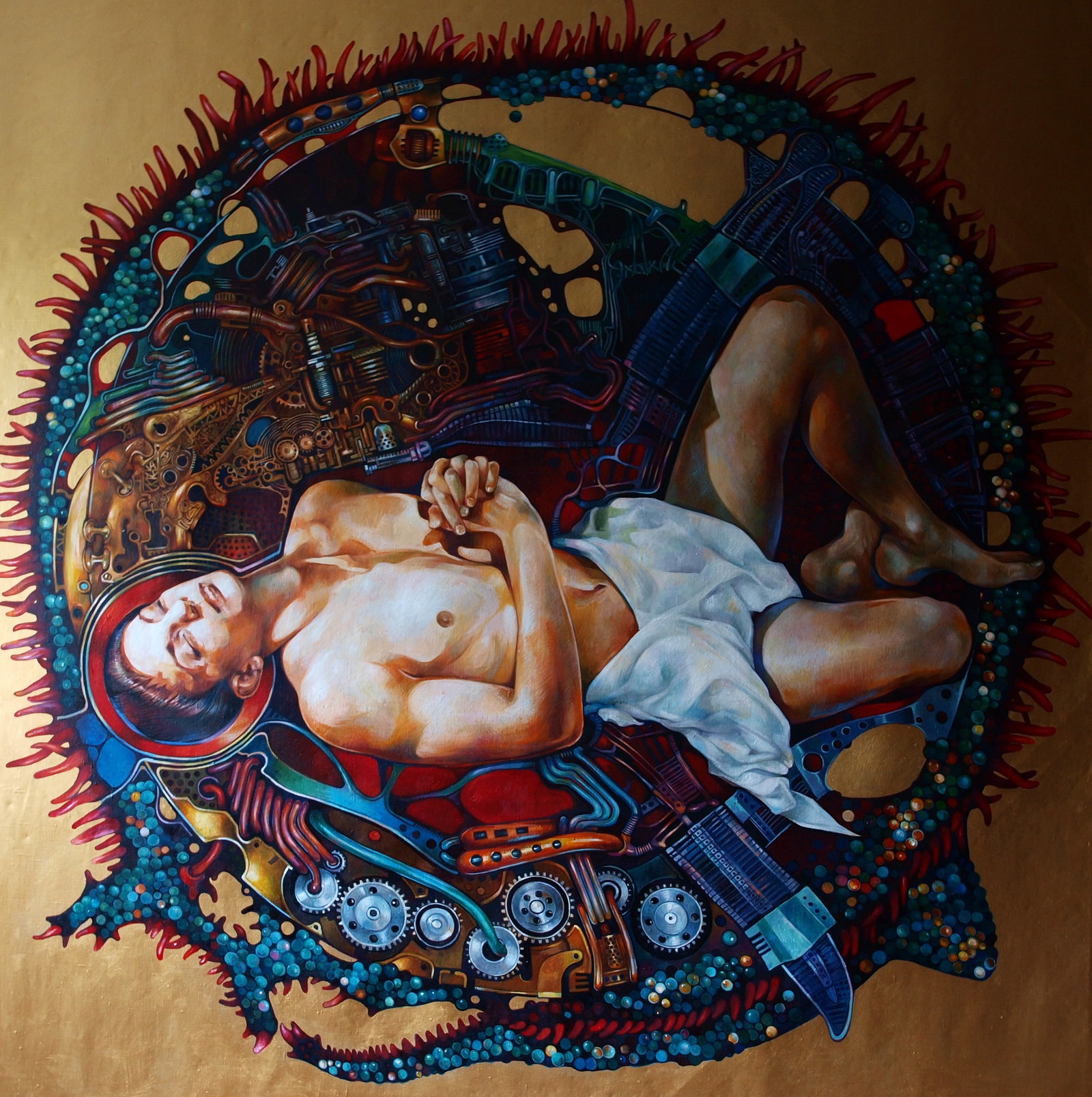 Oil painting Overcoming the Singularity Konsta G. Amelinn: Title: Oil painting Overcoming the Singularity Konsta G. Amelinn Description: 27KONS Painter: Konsta G. Amelinn Size: 190x190 cm/74.80x74.80 inches Components: oil, canvas Original painting