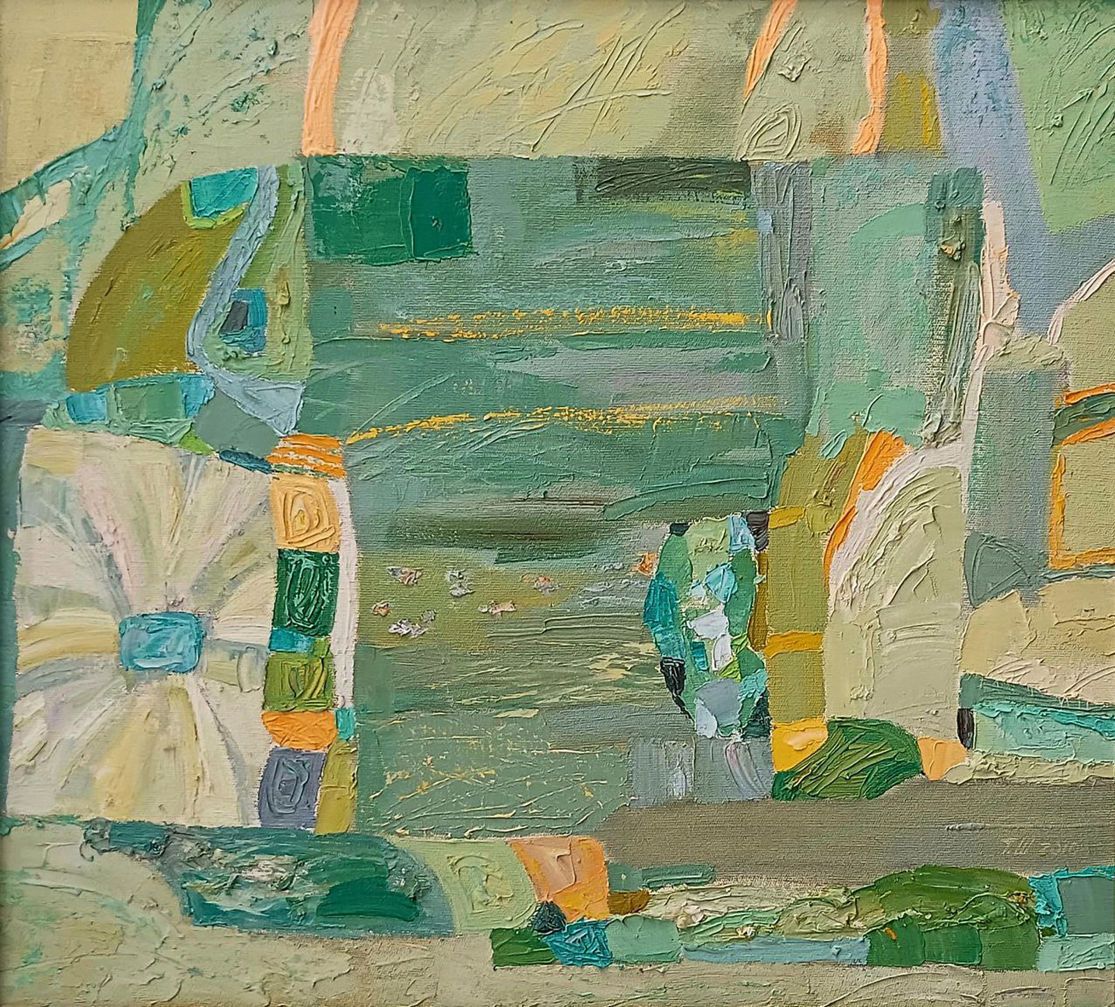 Oil painting Harmony of green Tatyana Shulyak: Title: Oil painting Harmony of green Tatyana Shulyak Description: 90SHUL Painter: Tatyana Shulyak Size: 50x50 cm/19.68x19.68 inches Components: oil, canvas Original painting CONDITION: excellent