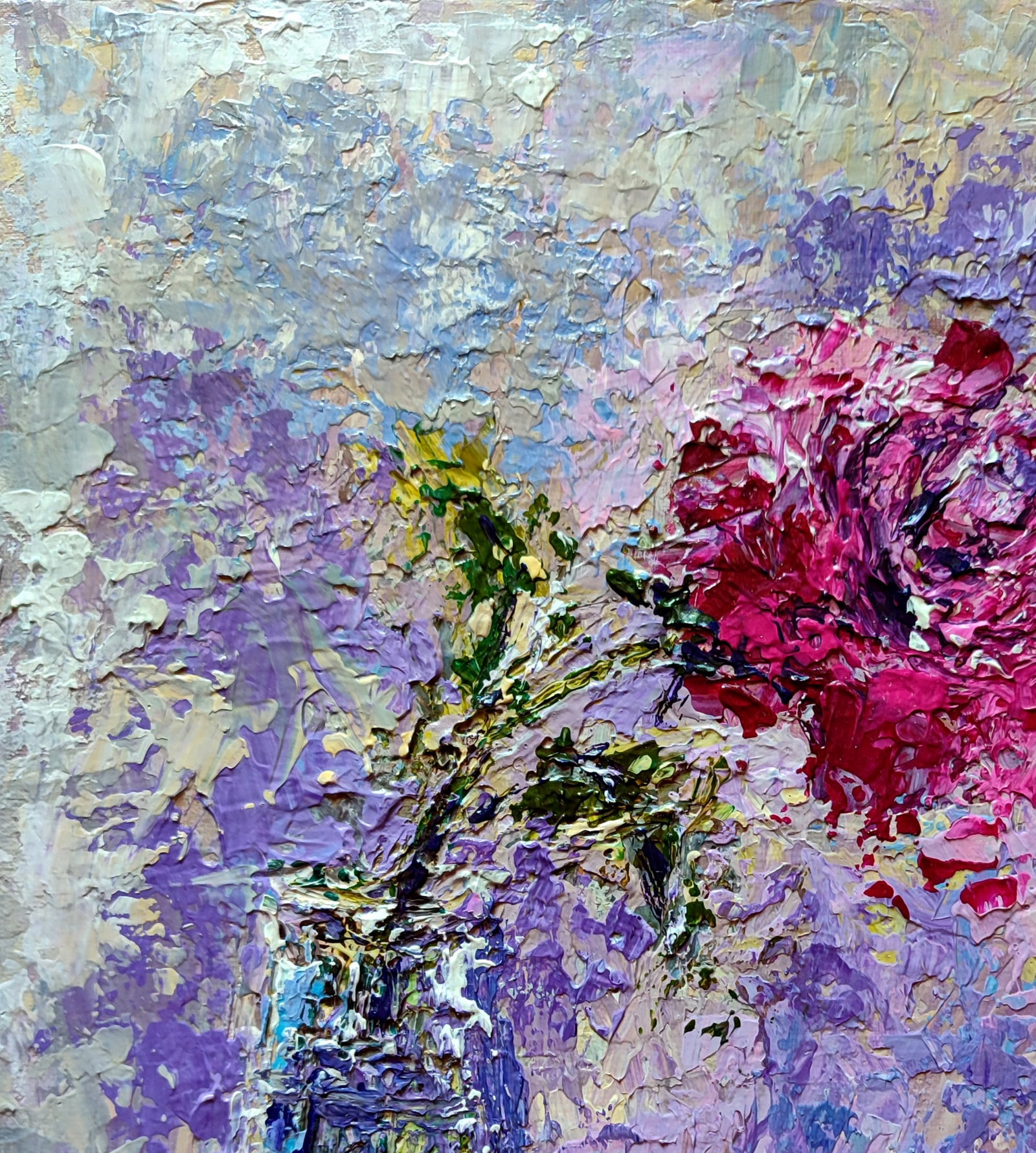 Acrylic painting Magenta rose Olena Kirik - 2