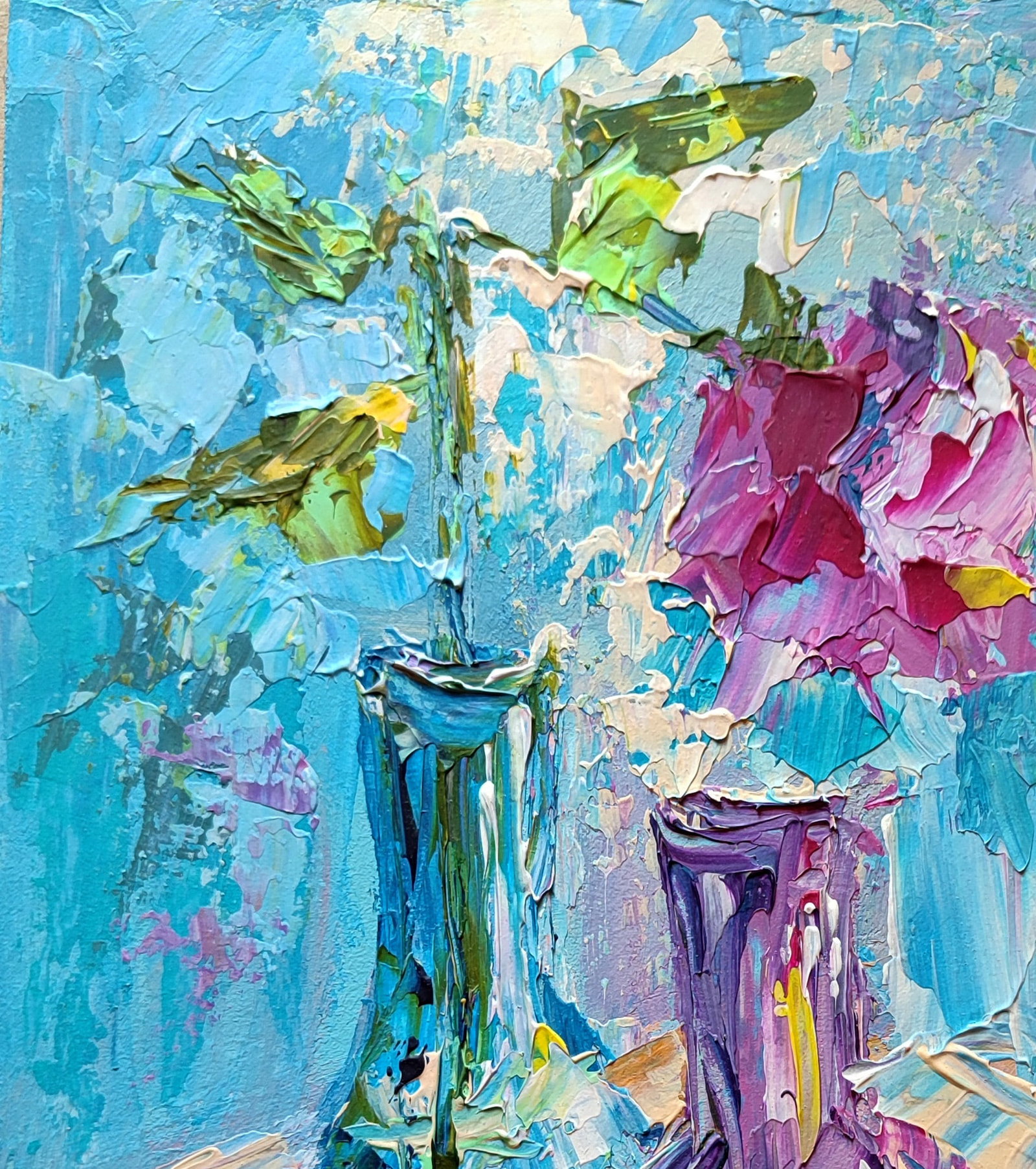 Acrylic painting Glass and rose Olena Kirik - 2