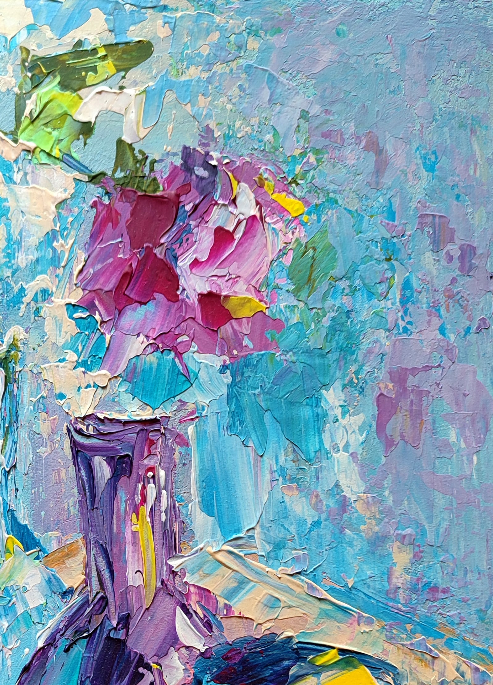 Acrylic painting Glass and rose Olena Kirik - 3