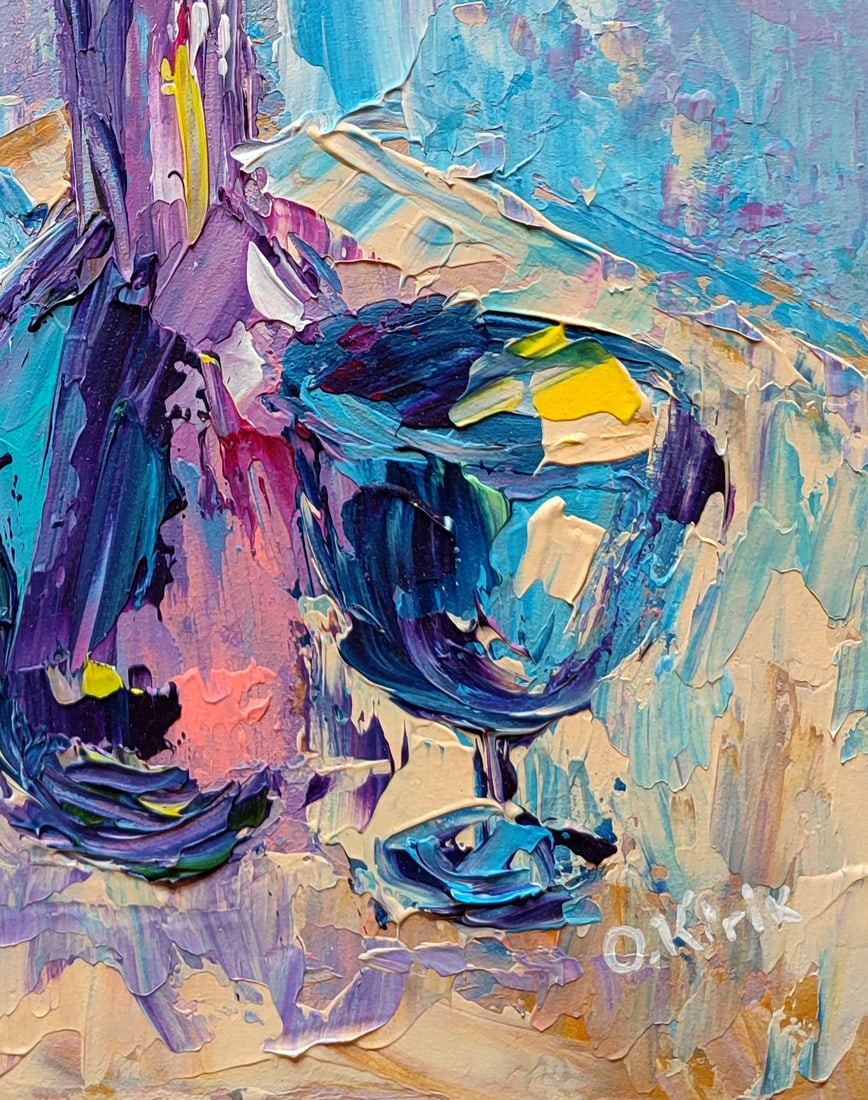 Acrylic painting Glass and rose Olena Kirik - 5