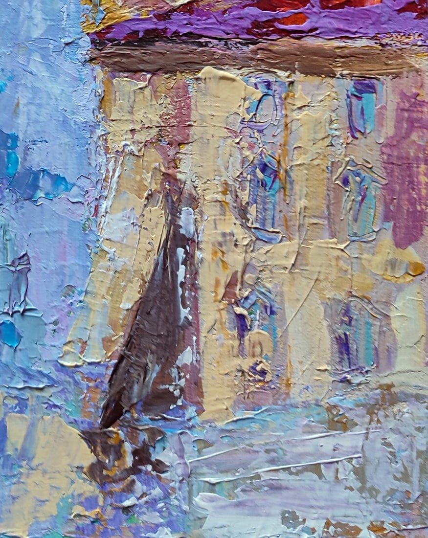 Acrylic painting Old winter town Olena Kirik - 5