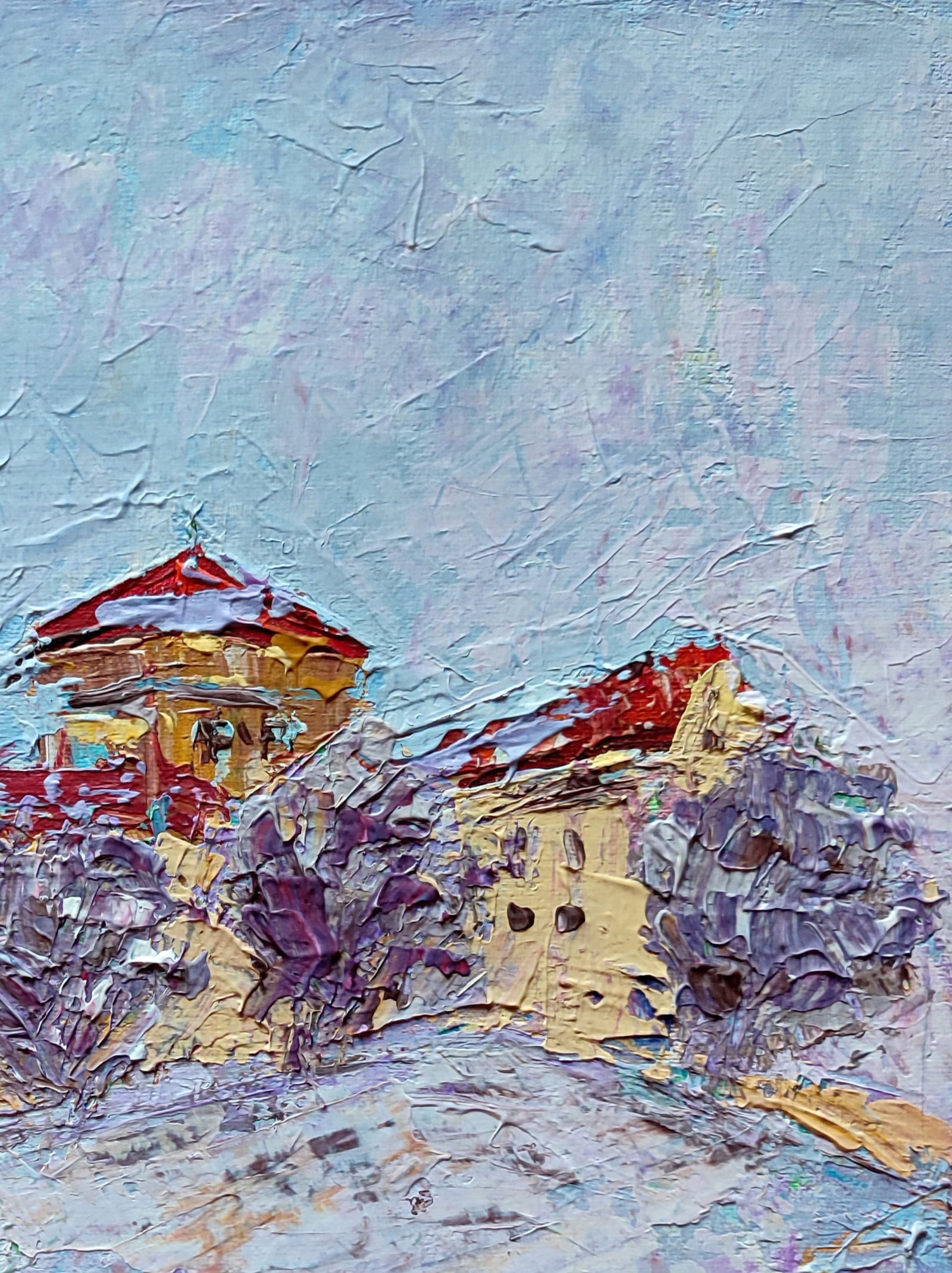 Acrylic painting The city is covered in snow Olena Kirik - 3