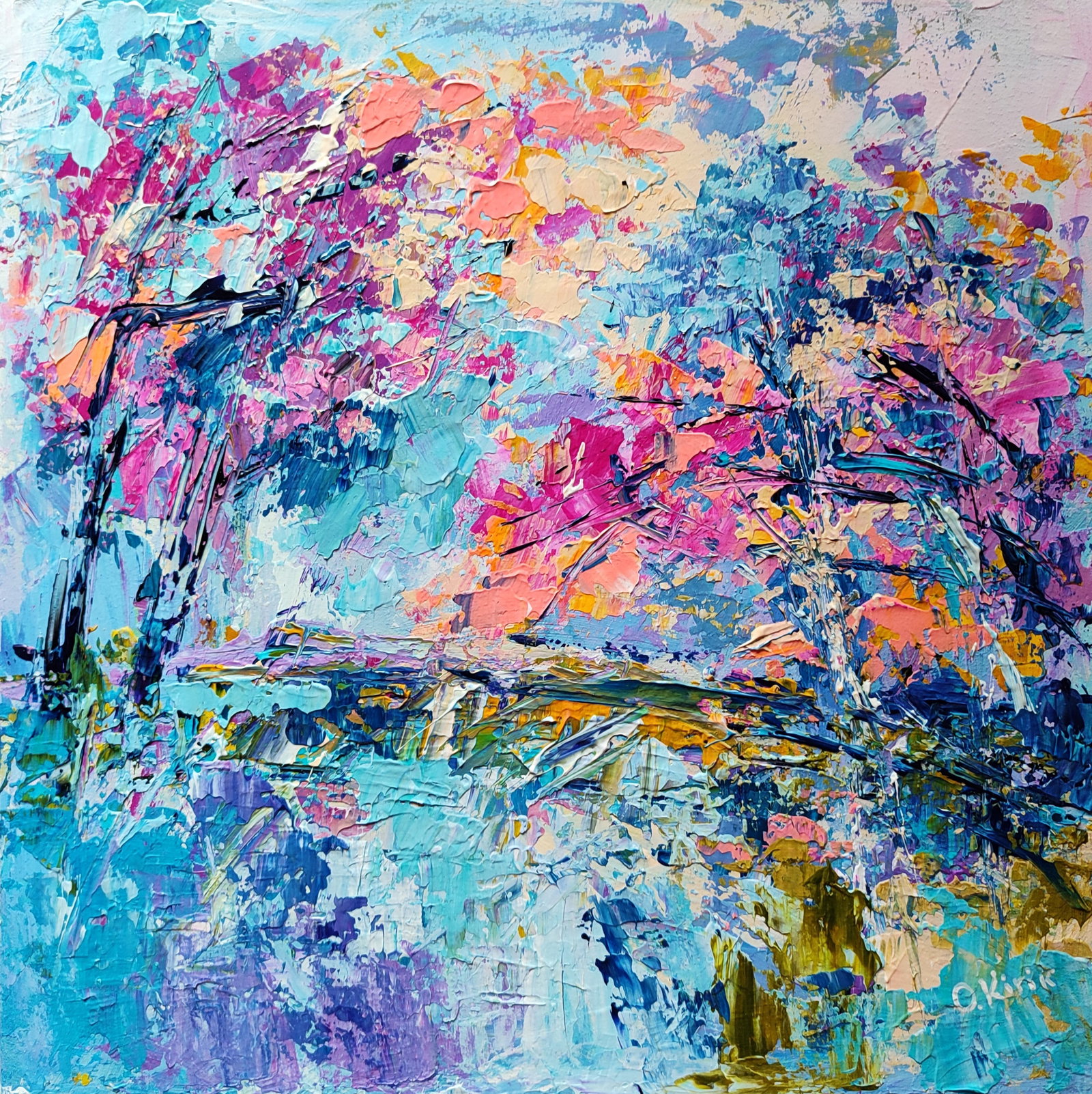 Acrylic painting Wind Olena Kirik: Title: Acrylic painting Wind Olena Kirik Description: 12KIRIK Painter: Olena Kirik Size: 40x40 cm/15.74x15.74 inches Components: acrylic, dvp Original painting CONDITION: excellent ARTIST: Olena Kirik