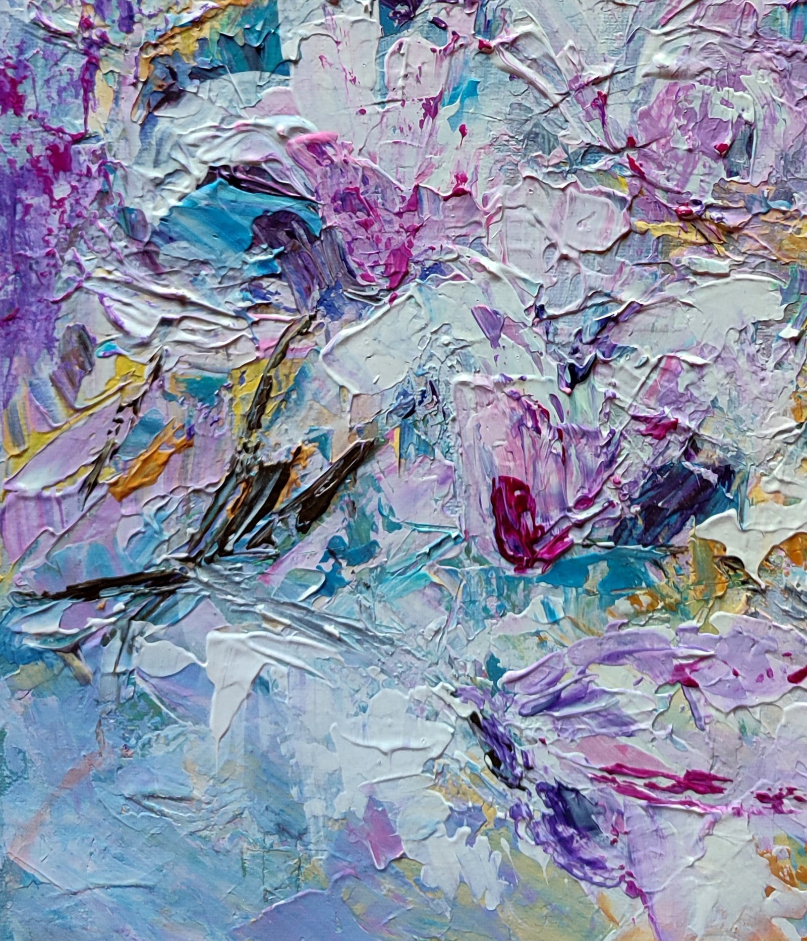 Acrylic painting Magic magnolia in the field Olena Kirik - 4