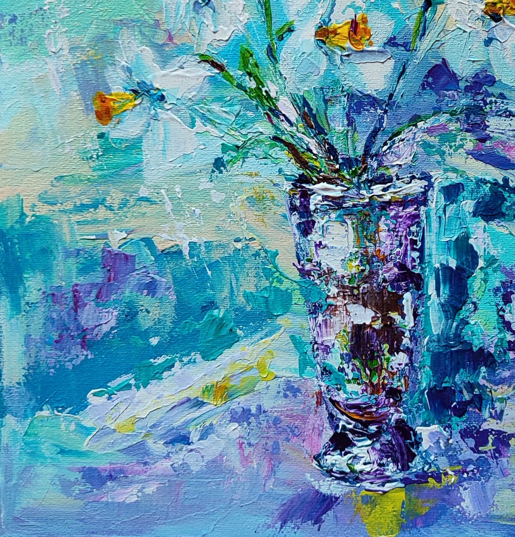 Acrylic painting Daffodils at dawn Olena Kirik - 4