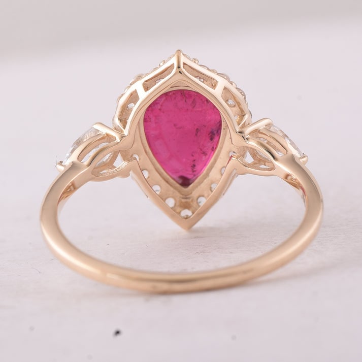 3.05 Ct Pear Tourmaline 9K Gold Ring - 3