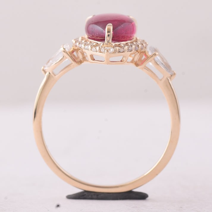 3.05 Ct Pear Tourmaline 9K Gold Ring - 4