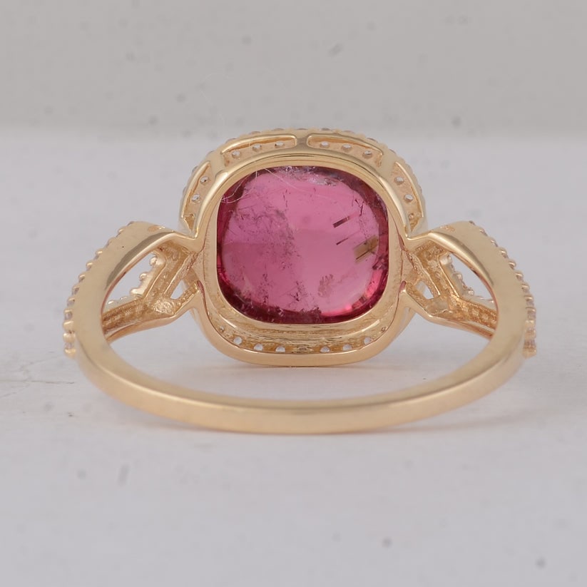 3.93 Ct Cushion Tourmaline 9K Gold Ring - 3
