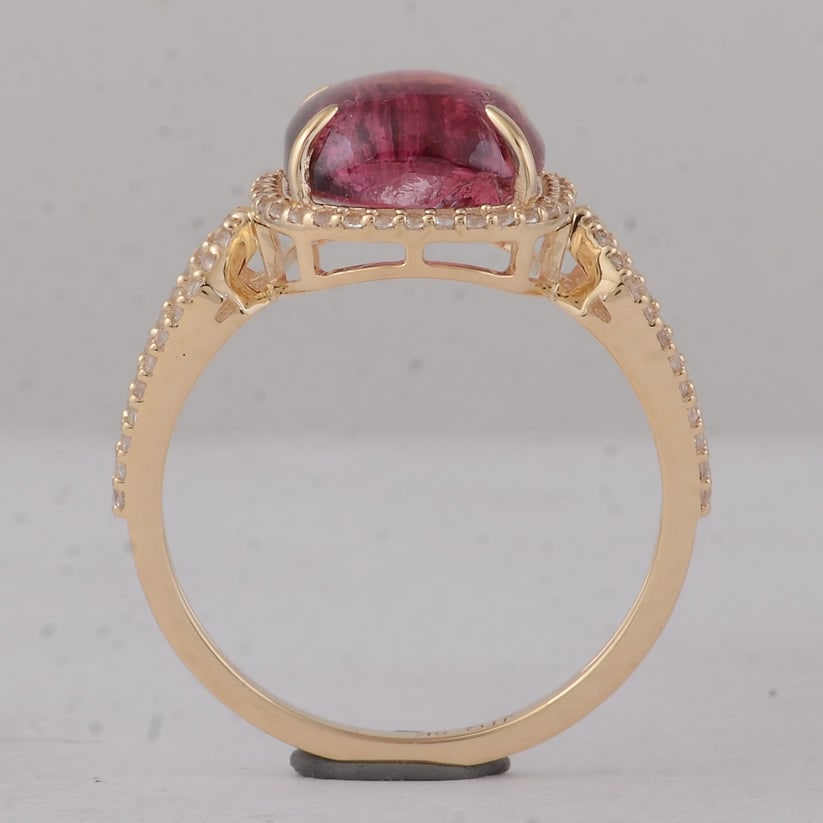 3.93 Ct Cushion Tourmaline 9K Gold Ring - 4