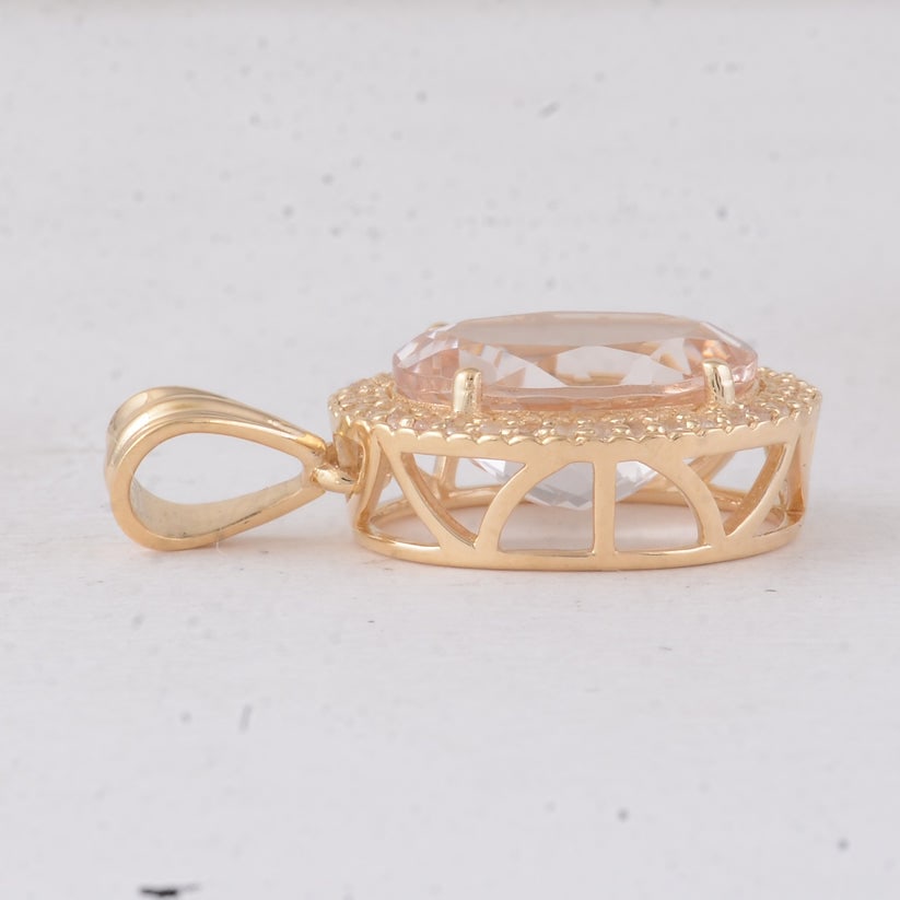 3.31 Ct Oval Morganite 9K Gold Pendant - 3