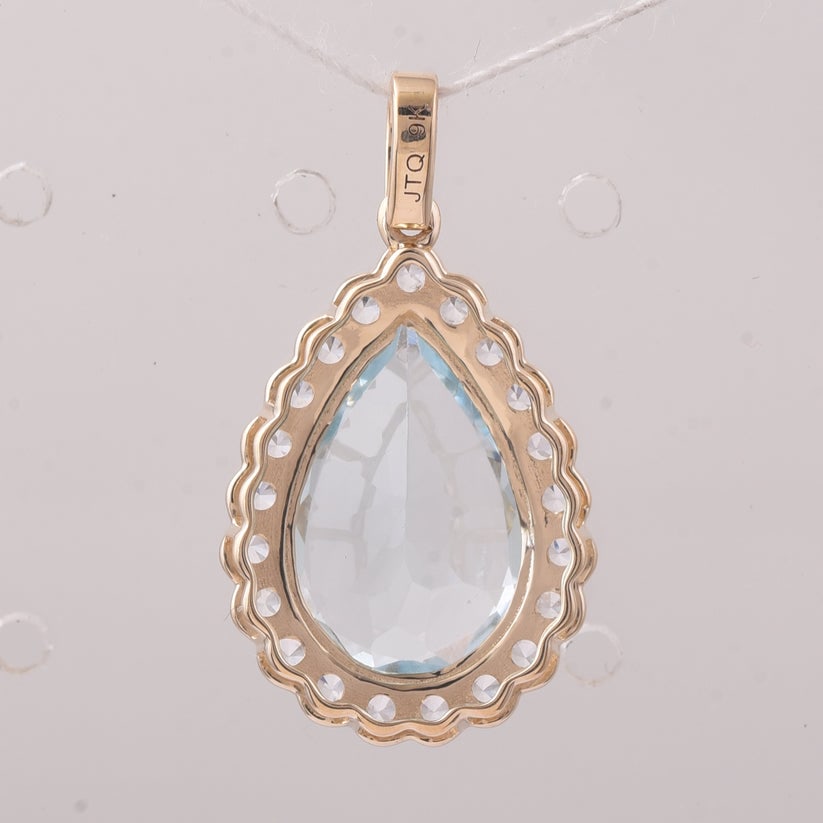 4.95 Ct Pear Aquamarine 9K Gold Pendant - 2