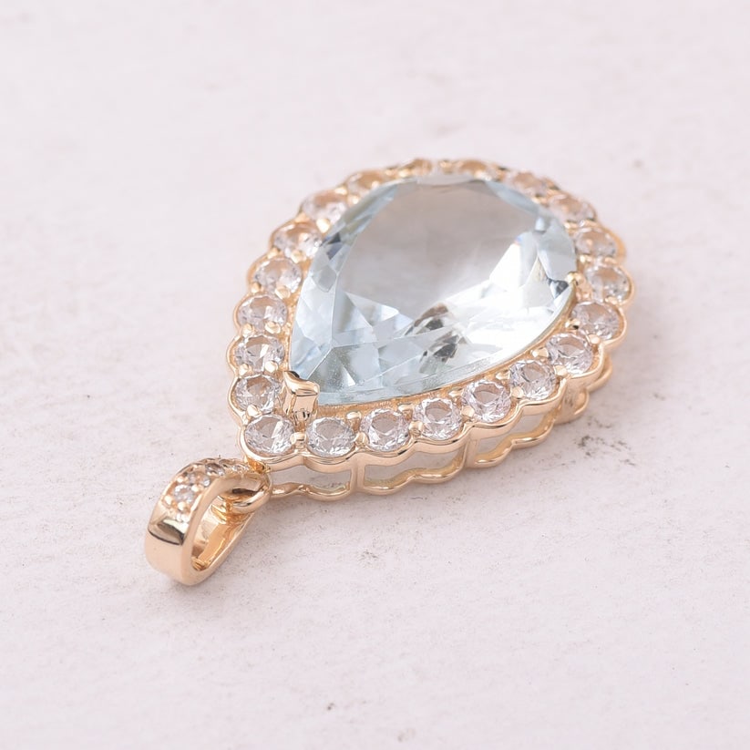 4.95 Ct Pear Aquamarine 9K Gold Pendant - 3