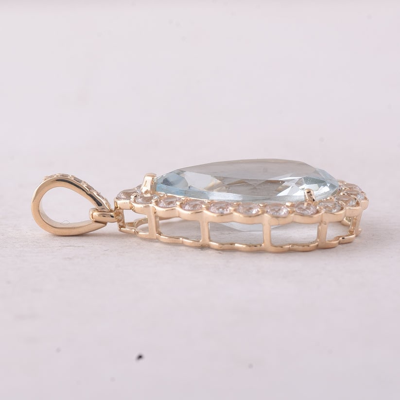 4.95 Ct Pear Aquamarine 9K Gold Pendant - 4