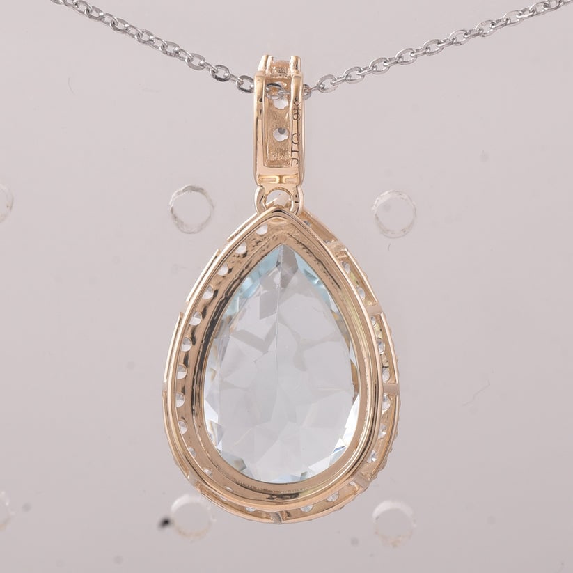 5.49 Ct Pear Aquamarine 9K Gold Pendant - 2