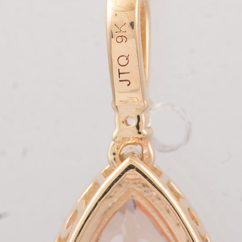 2.81 Ct Pear Morganite 9K Gold Pendant - 5