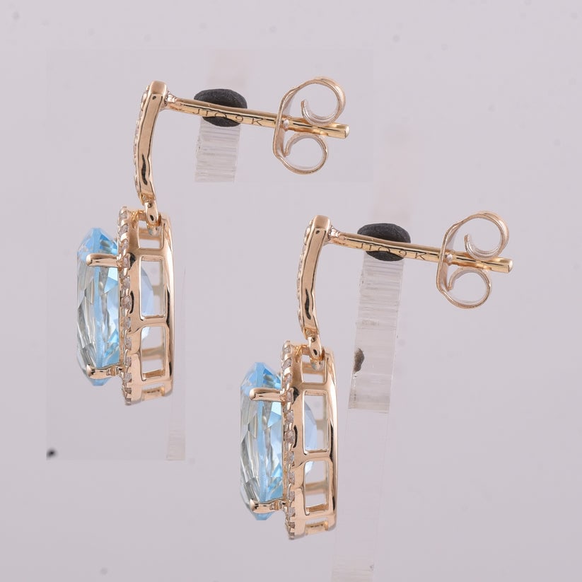 4.75 Ct Oval Blue Topaz 9K Gold Earrings - 4