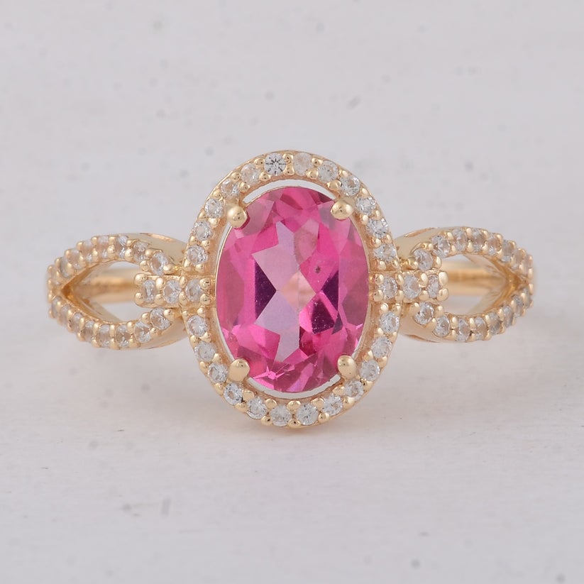 1.65 Ct Oval Pink Topaz 9K Gold Ring (1 of 5)