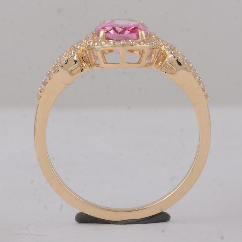 1.65 Ct Oval Pink Topaz 9K Gold Ring - 3