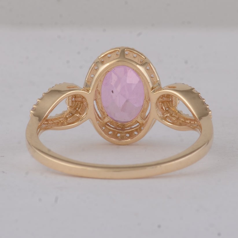 1.65 Ct Oval Pink Topaz 9K Gold Ring - 4