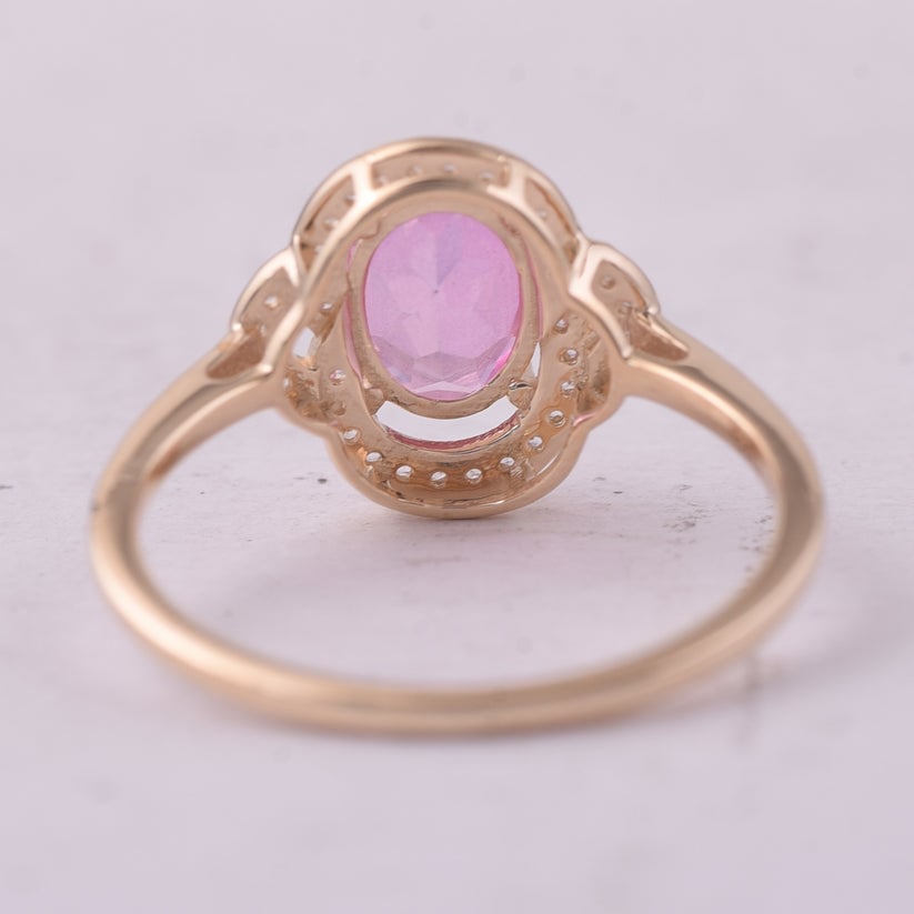 1.48 Ct Oval Pink Topaz 9K Gold Ring - 3
