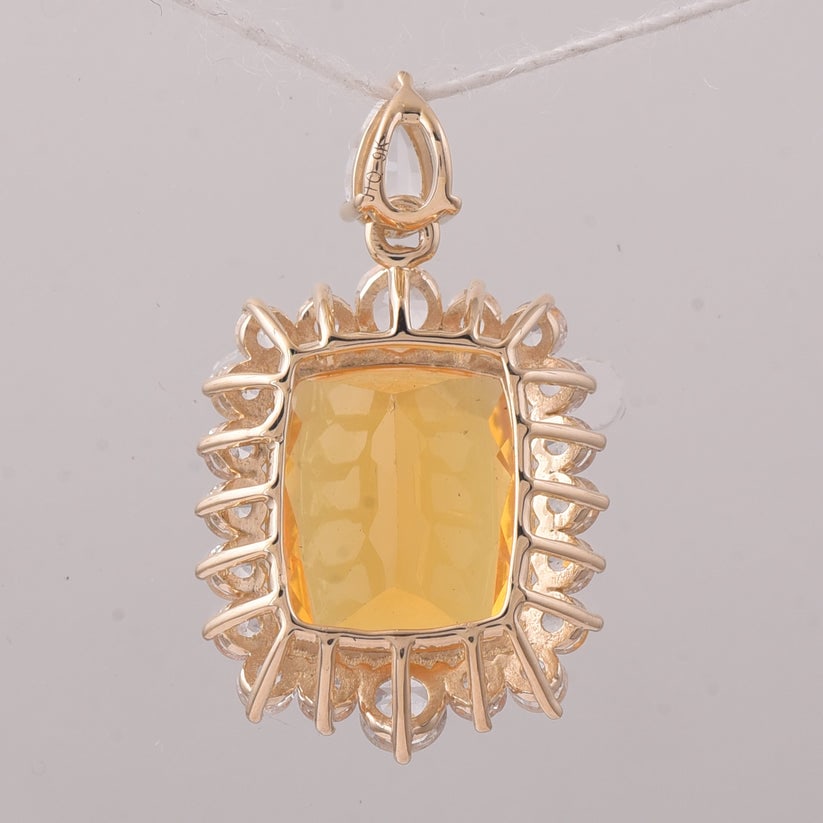 4.14 Ct Cushion Fire Opal 9K Gold Pendant - 3