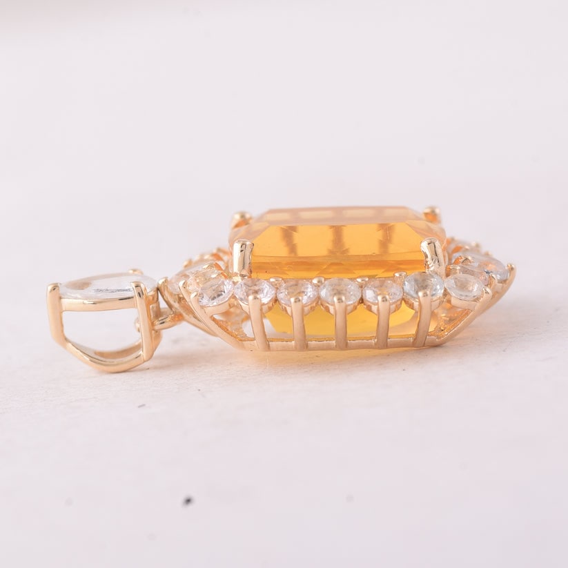 4.14 Ct Cushion Fire Opal 9K Gold Pendant - 4
