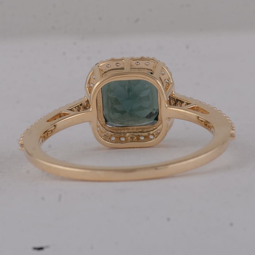 2.14 Ct Cushion Tourmaline 9K Gold Ring - 3