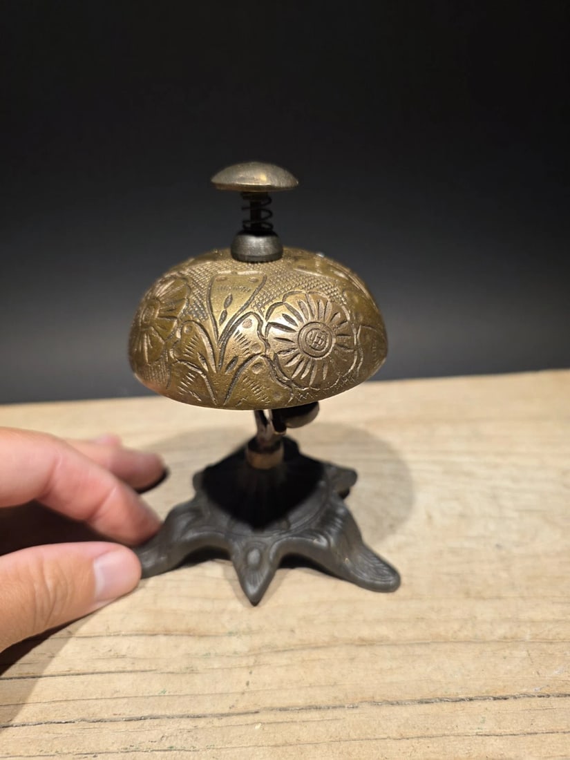 Ornate Brass Table Desk Bell - 13