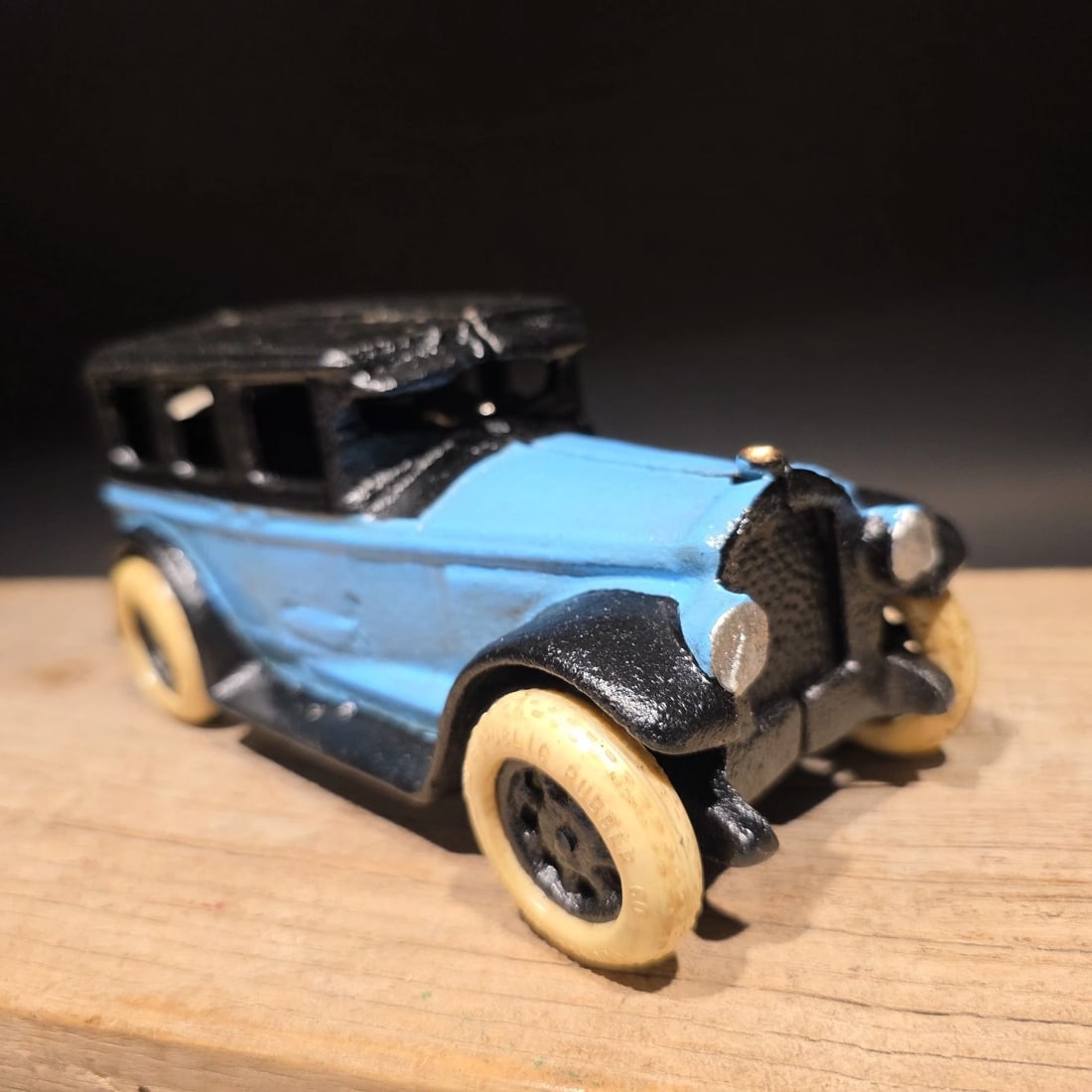 Blue Cast Iron Toy Race Car (1 of 10)