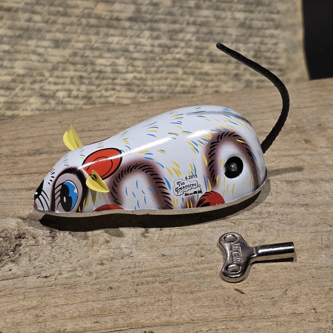 Tin Litho Mouse Toy Wind Up Mechanical Mouse - 14