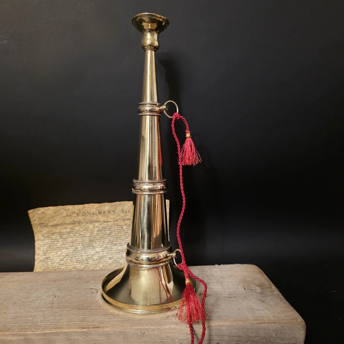 16 1/2" Polished Brass Gold Fireman Presentation Speaking Trumpet (1 of 10)