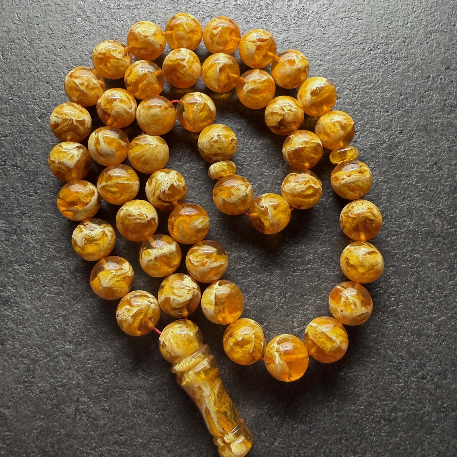 Phenomenal Amber Tesbih made from Round Amber beads - 5