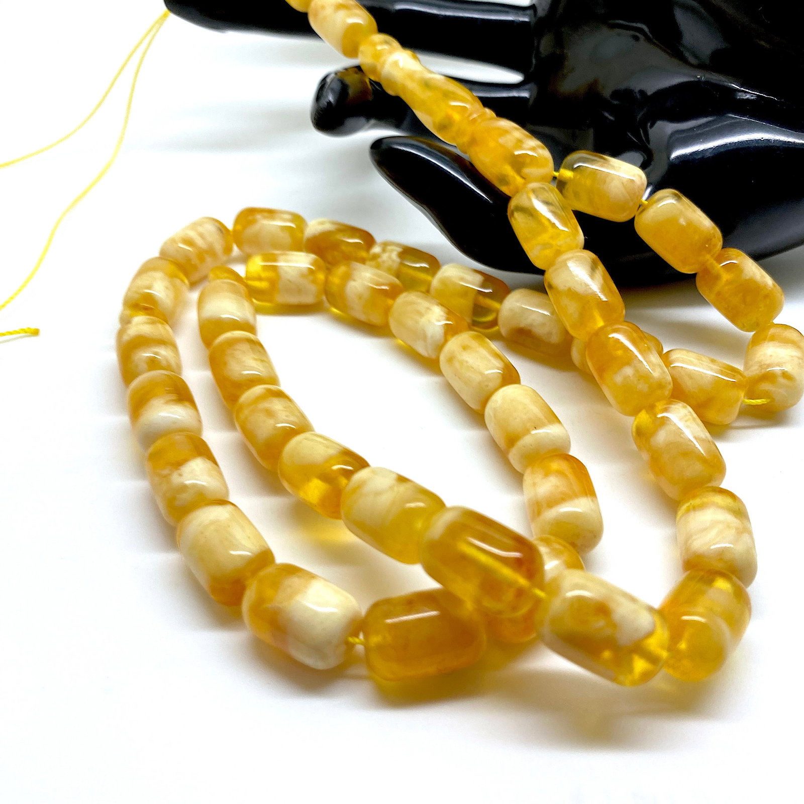 Staggering Unique Vintage Amber Tesbih made from Barrel shaped Amber beads - 6