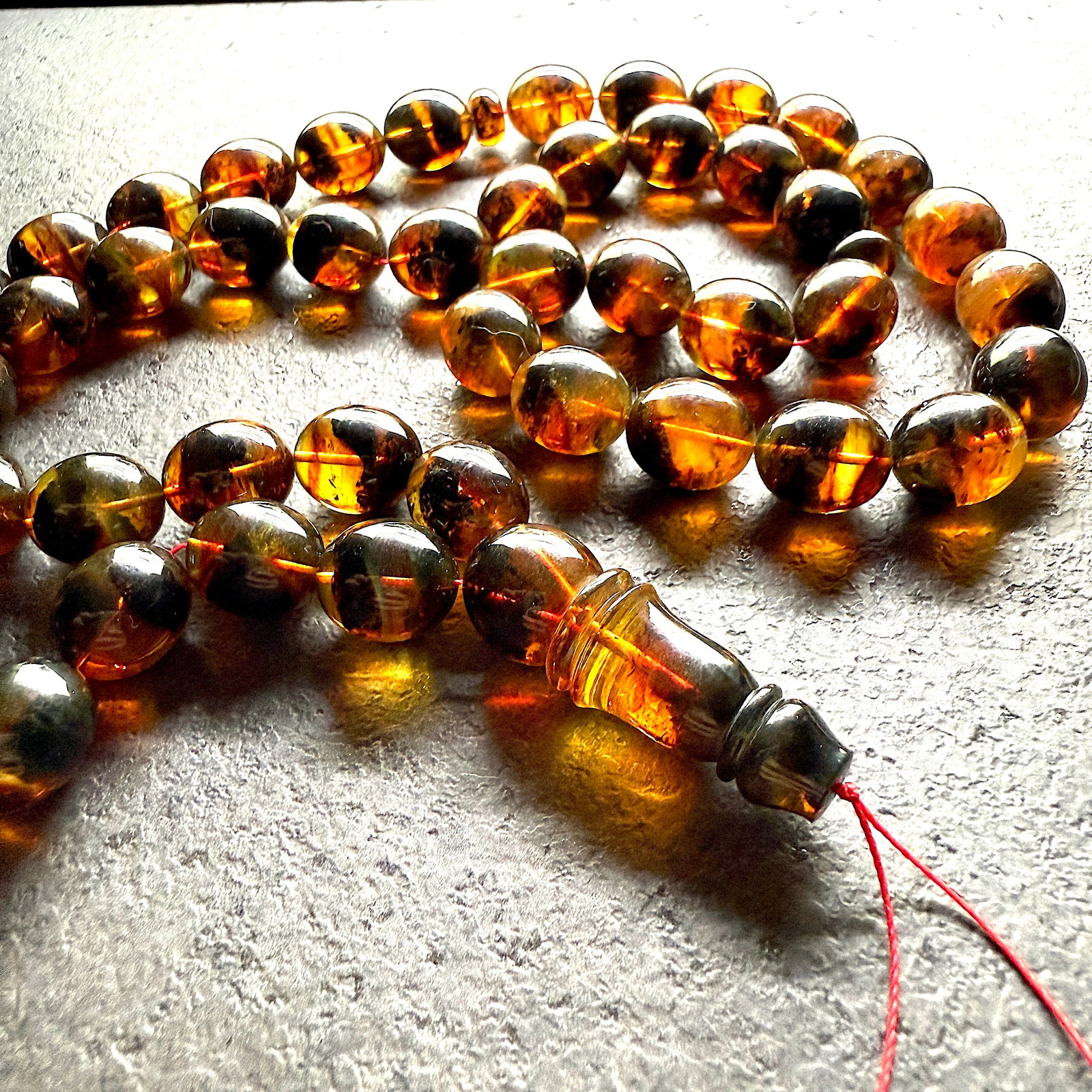 Magnificent Amber Tesbih made from Olive shaped Amber beads - 2