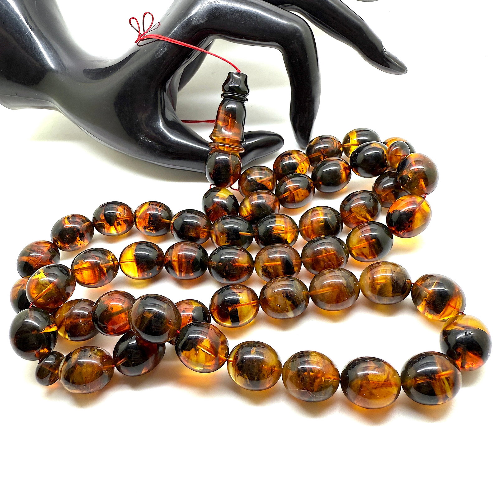Magnificent Amber Tesbih made from Olive shaped Amber beads - 4