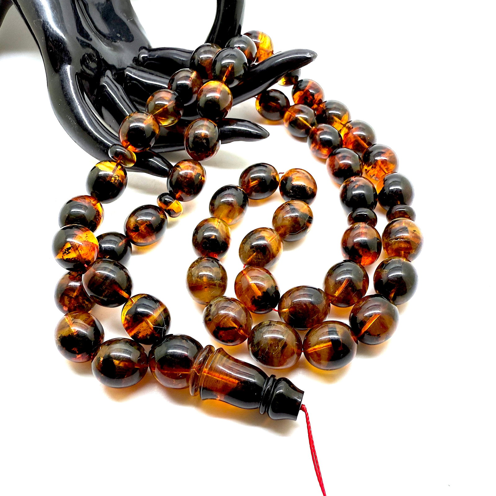 Magnificent Amber Tesbih made from Olive shaped Amber beads - 6