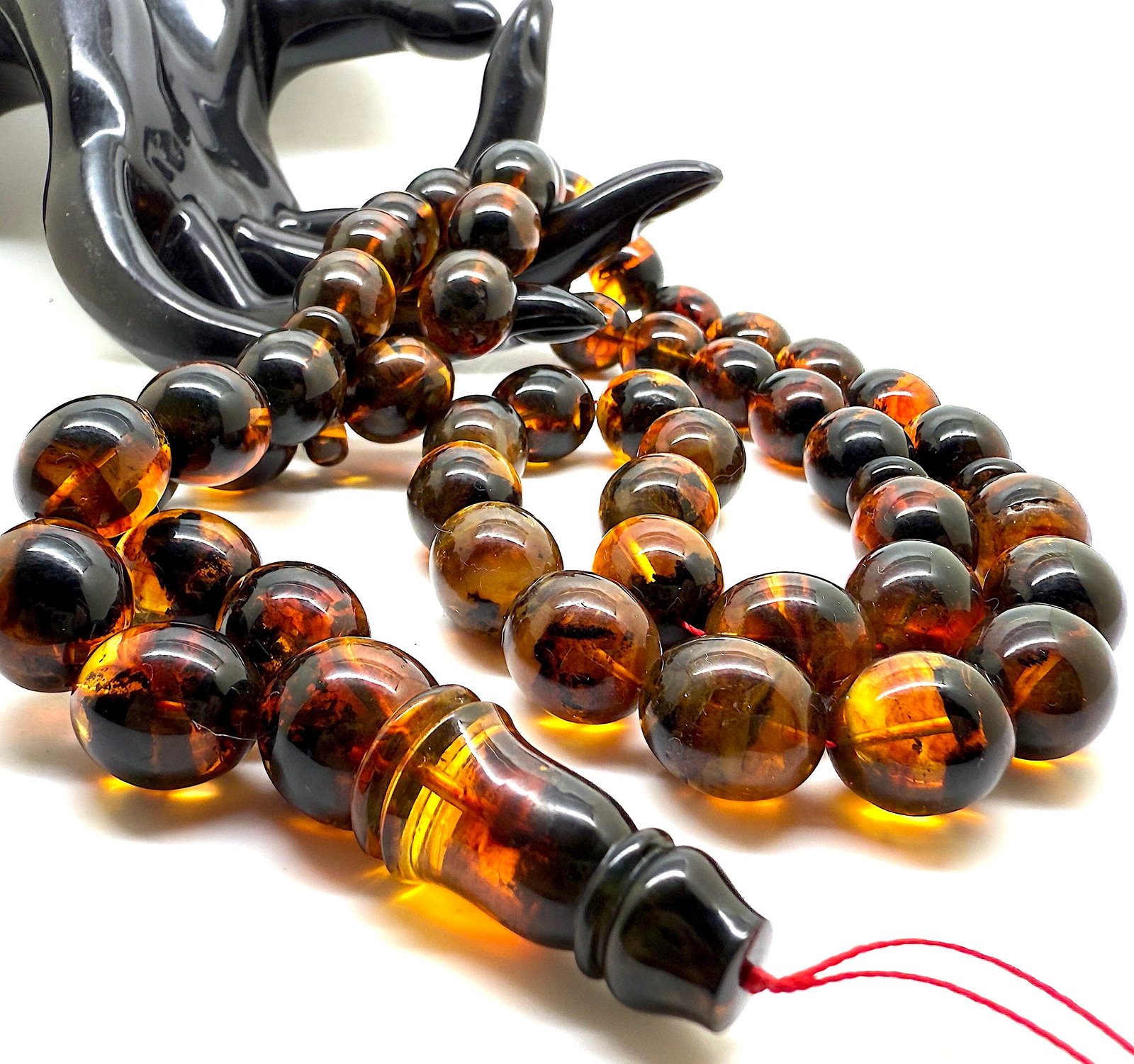 Magnificent Amber Tesbih made from Olive shaped Amber beads - 8