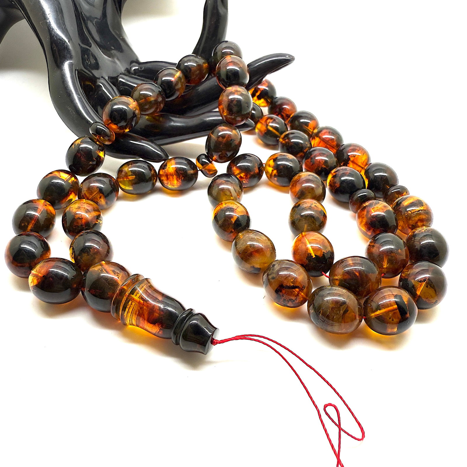 Magnificent Amber Tesbih made from Olive shaped Amber beads - 9
